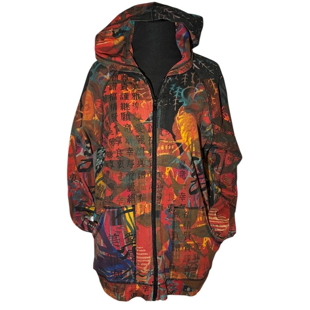 RARE Asian Inspired Chio's sz 1 Zip Hoodie Travelers Jacket Womens Colorful M 8 - Picture 7 of 9